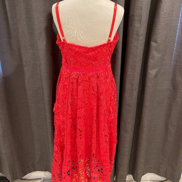 NWT Ted Baker Valens Mixed Lace Midi Dress ~ Red ~ 3 ~ US Size 8 - Picture 3 of 7